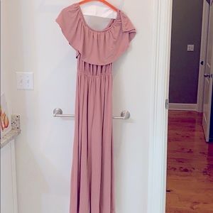 **LAST CHANCE!! Entro Dusty Pink Off the Shoulder Maxi Dress